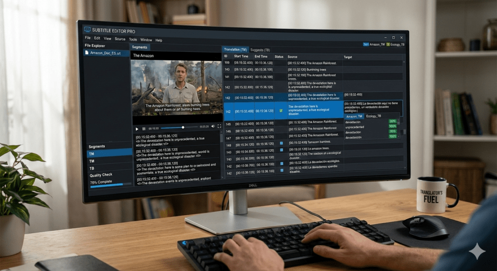 translator using a subtitling screen