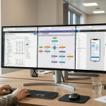Image of computer screen with Workiva, Marketo and app-authoring software displayed