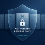 Image of a embargo shield with languages protected behind it